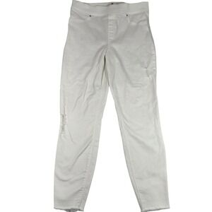 Spanx Jeggings White Distressed Denim Pull On Comfort Size‎ L/G 29x27 Stretch